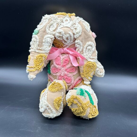 Vintage Handmade Chenille Blanket Bunny Rabbit Stuffed Animal Retro Toy - Picture 2 of 9